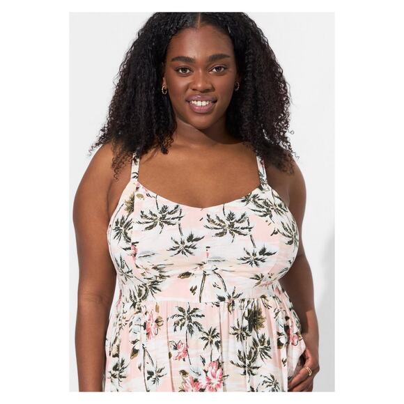 Torrid Pink&Green Tropical Print Maxi Dress Sz.4 - Picture 2 of 14